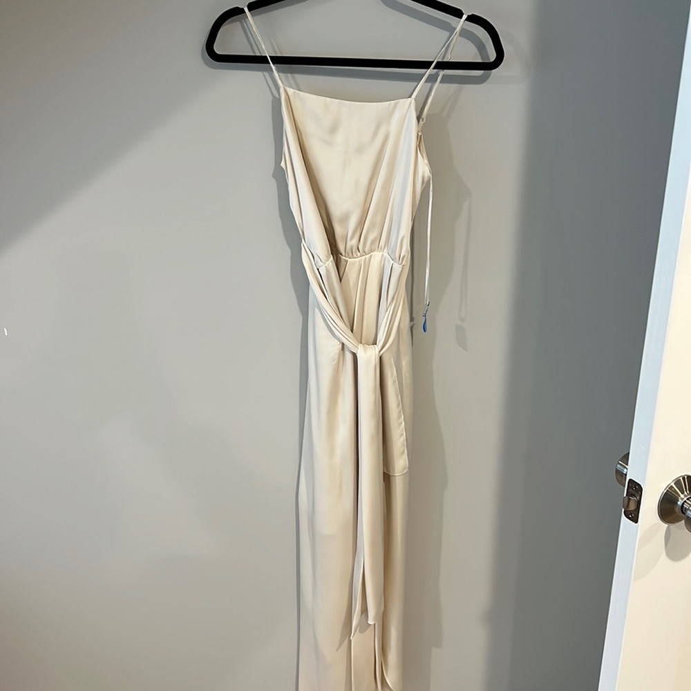 White satin hi low dress